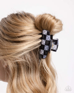 Patchwork Promise - Black Hair Clip - Paparazzi Accessories