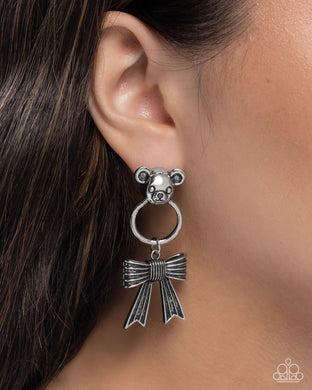 Bear in Mind - Silver Post Earrings - Paparazzi Accessories