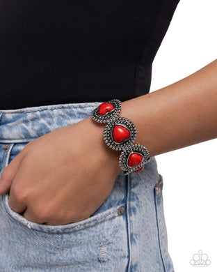 Rural Romance - Red Bracelet - Paparazzi Accessories