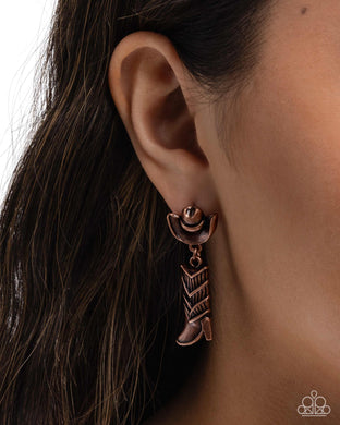 Boot Scootin Ballad - Copper Post Earrings - Paparazzi Accessories