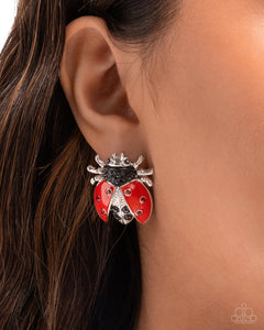 Lavish Ladybug - Red Post Earrings - Paparazzi Accessories