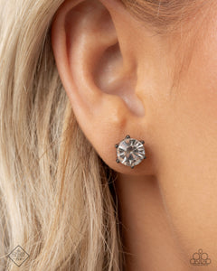 Forceful Facets - Black Post Earrings - Paparazzi Accessories