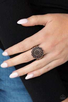 desert-sunflower-copper-ring-paparazzi-accessories