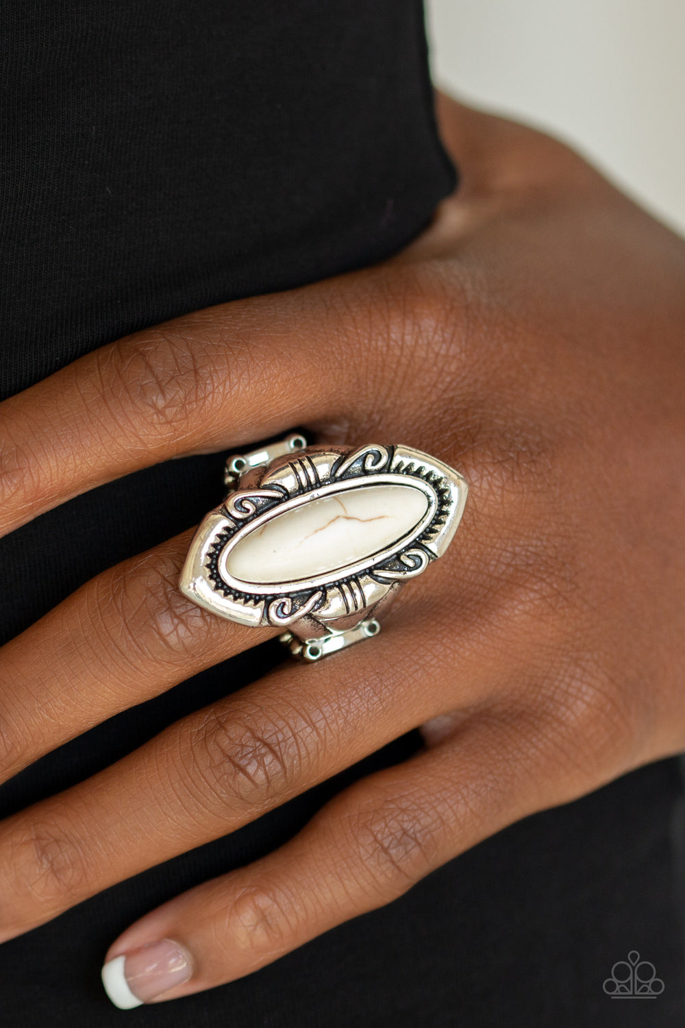 Santa Fe Serenity - White Ring - Paparazzi Accessories