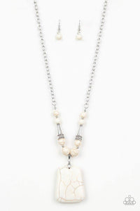 Sandstone Oasis - White Necklace - Paparazzi Accessories - Sassysblingandthings