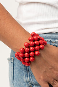 Tiki Tropicana - Red Bracelet - Paparazzi Accessories