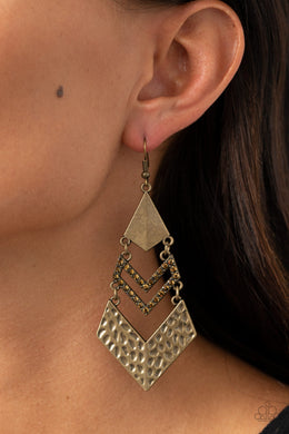 Work Hazard - Brass Earrings - Paparazzi Accessories