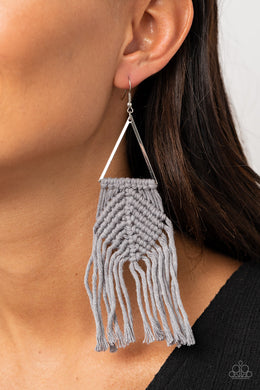 Macrame Jungle - Silver Earrings - Paparazzi Accessories