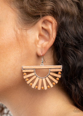 Wooden Wonderland - Brown Earrings - Paparazzi Accessories