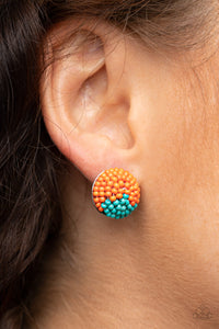 As Happy As Can BEAD - Orange Post Earrings - Paparazzi Accessories