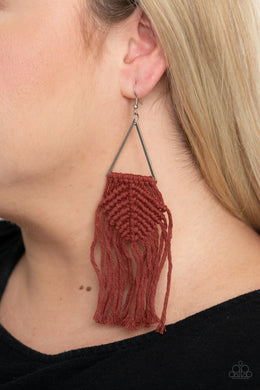 Macrame Jungle - Brown Earrings - Paparazzi Accessories