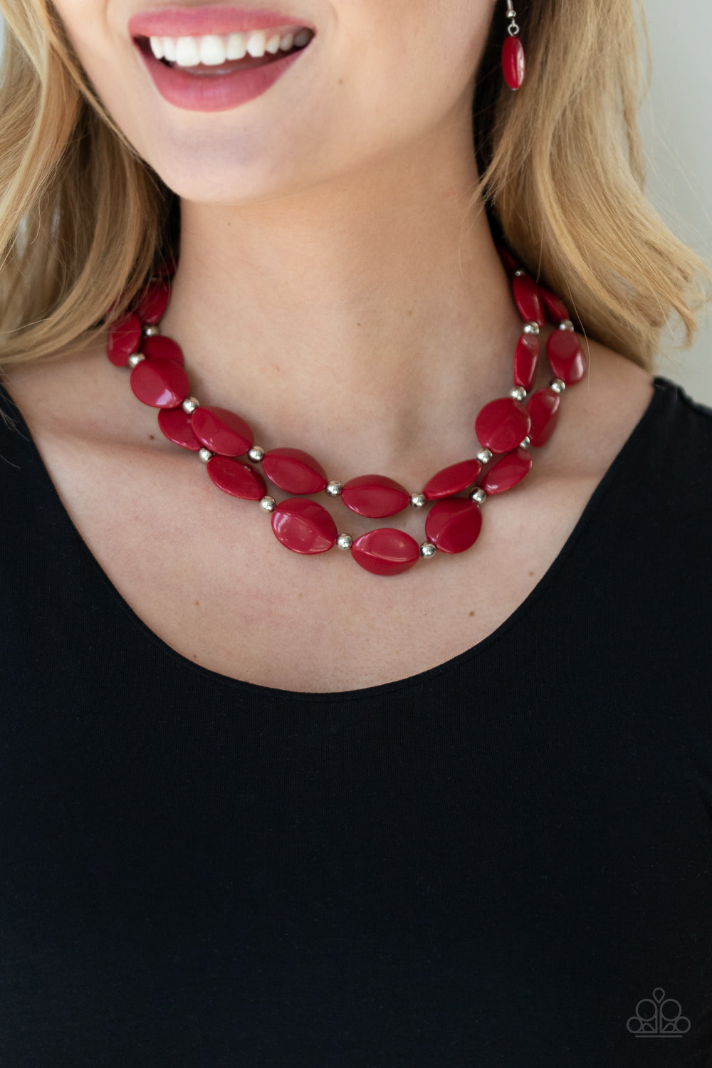 Two-Story Stunner - Red Necklace - Paparazzi Accessories