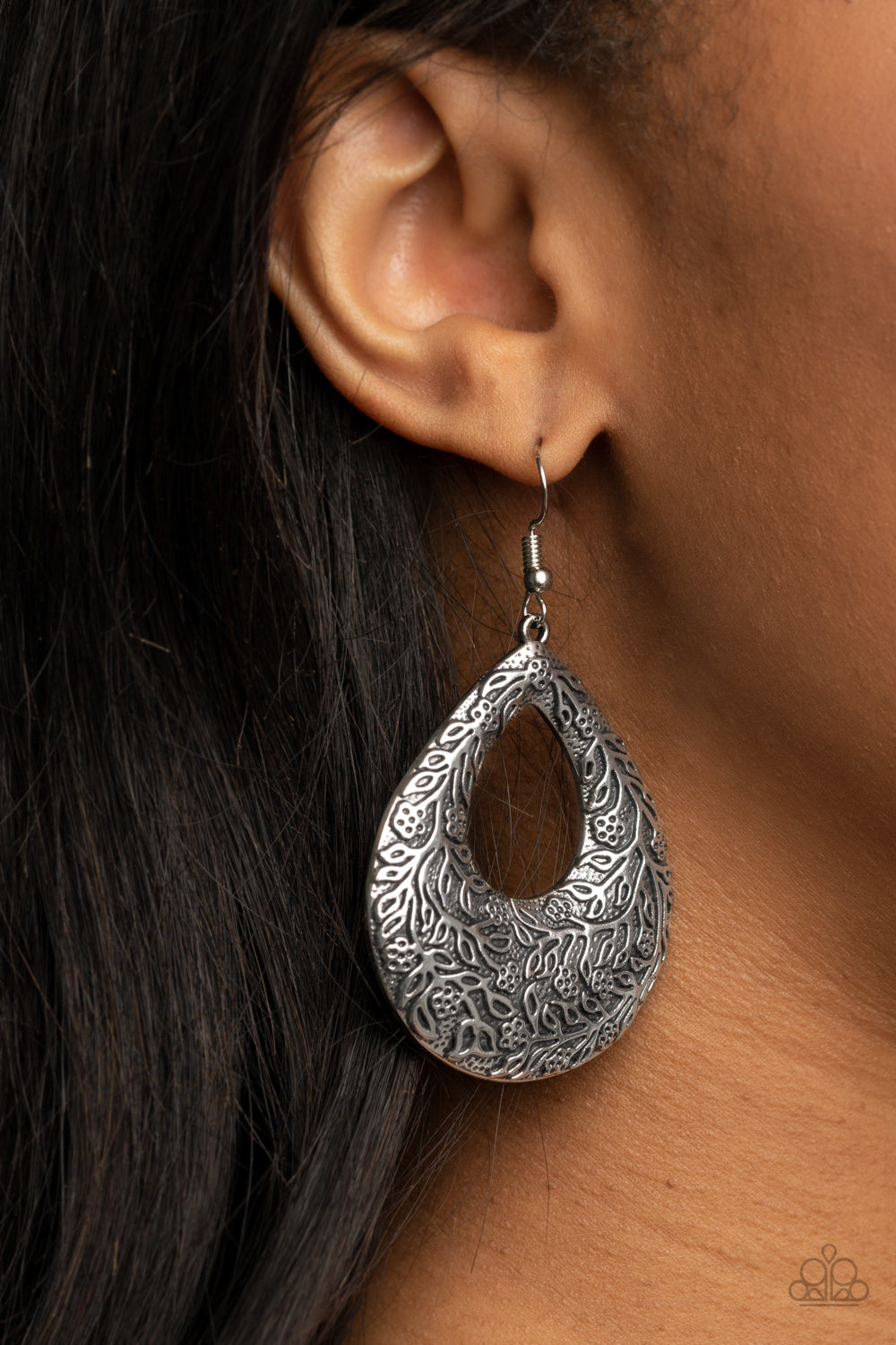 Flirtatiously Flourishing - Silver Earrings - Paparazzi Accessories