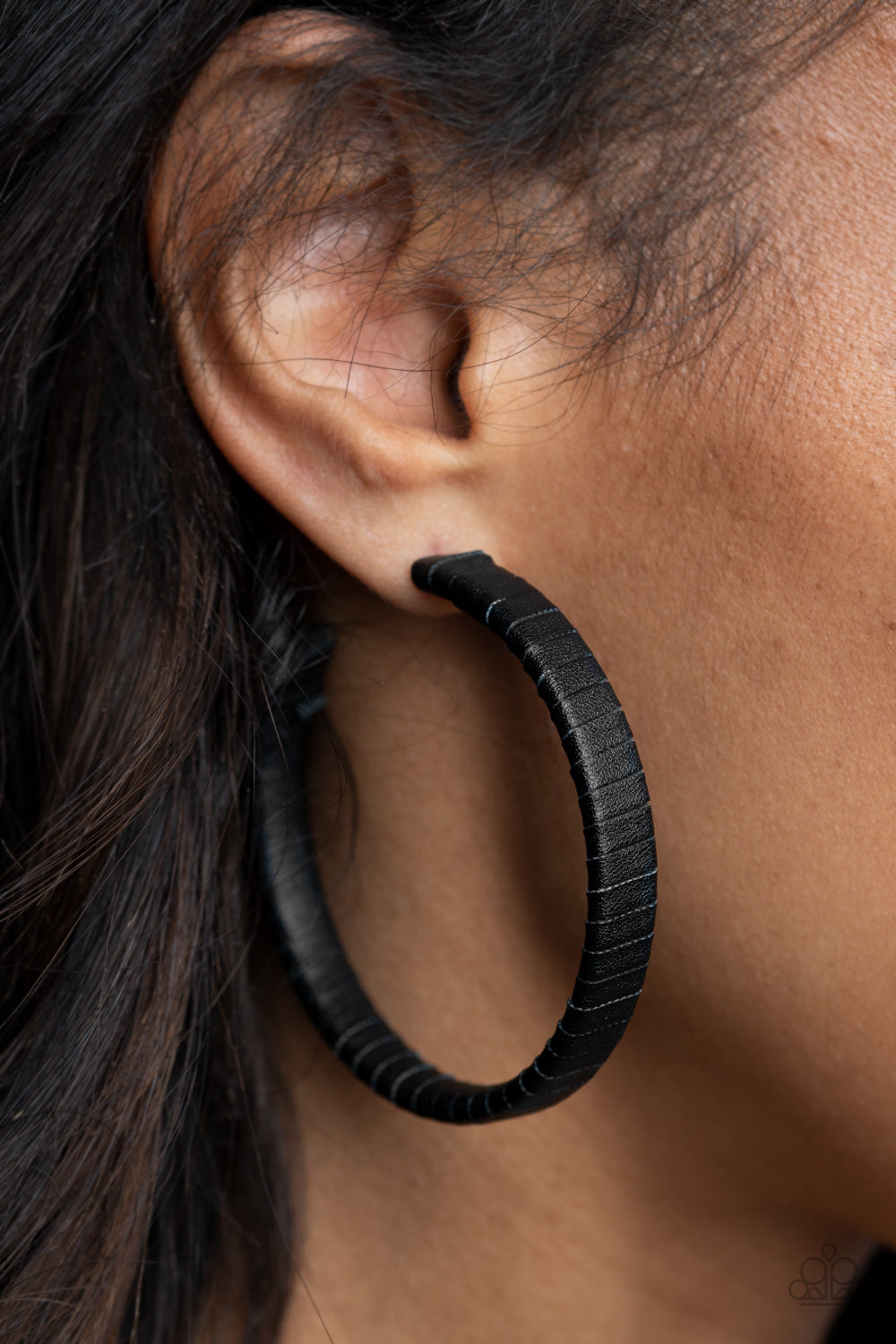 Leather-Clad Legend - Black Earrings - Paparazzi Accessories