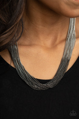 Metallic Merger - Black Necklace - Paparazzi Accessories