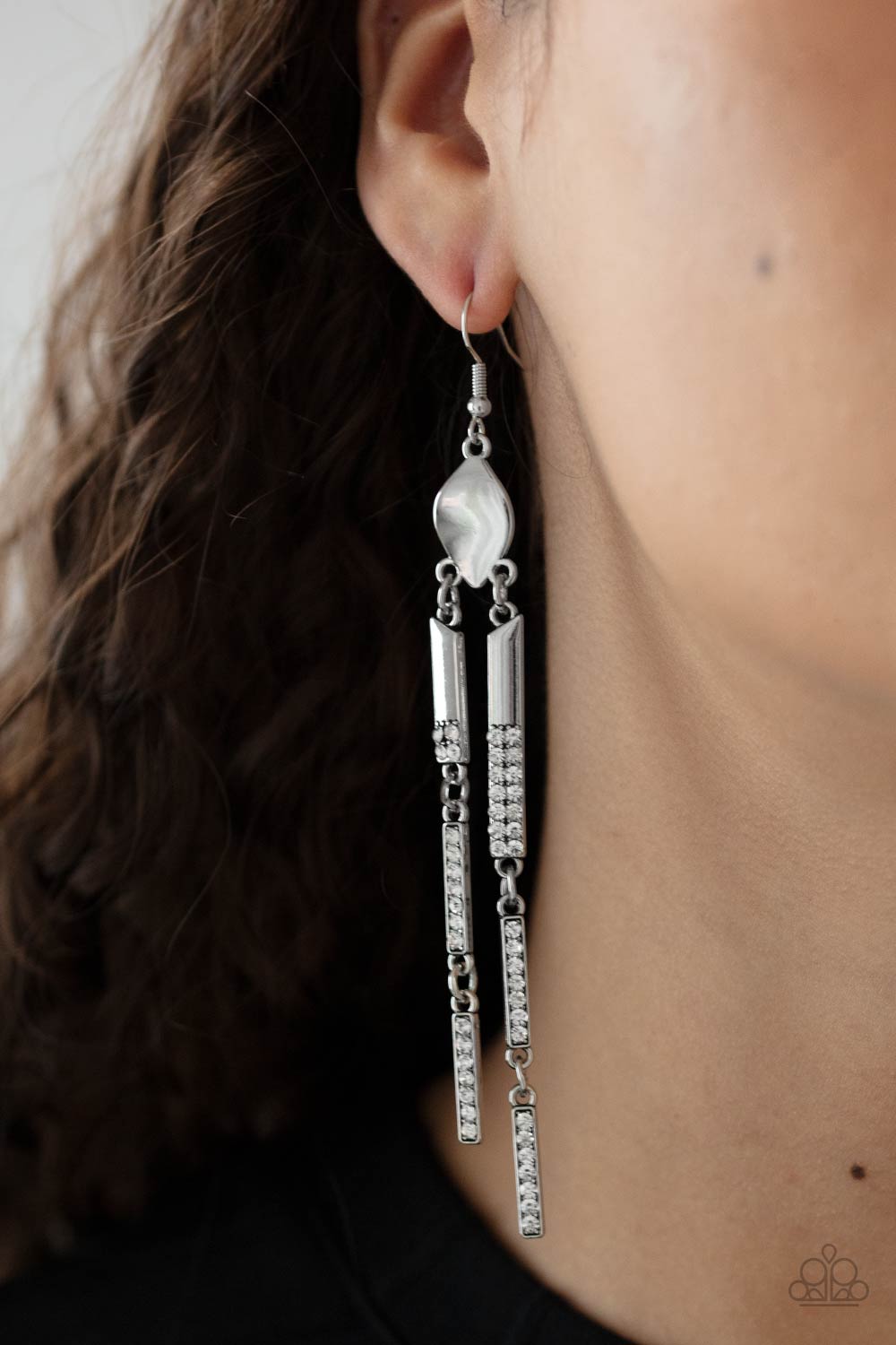 Defined Dazzle - White Earrings - Paparazzi Accessories