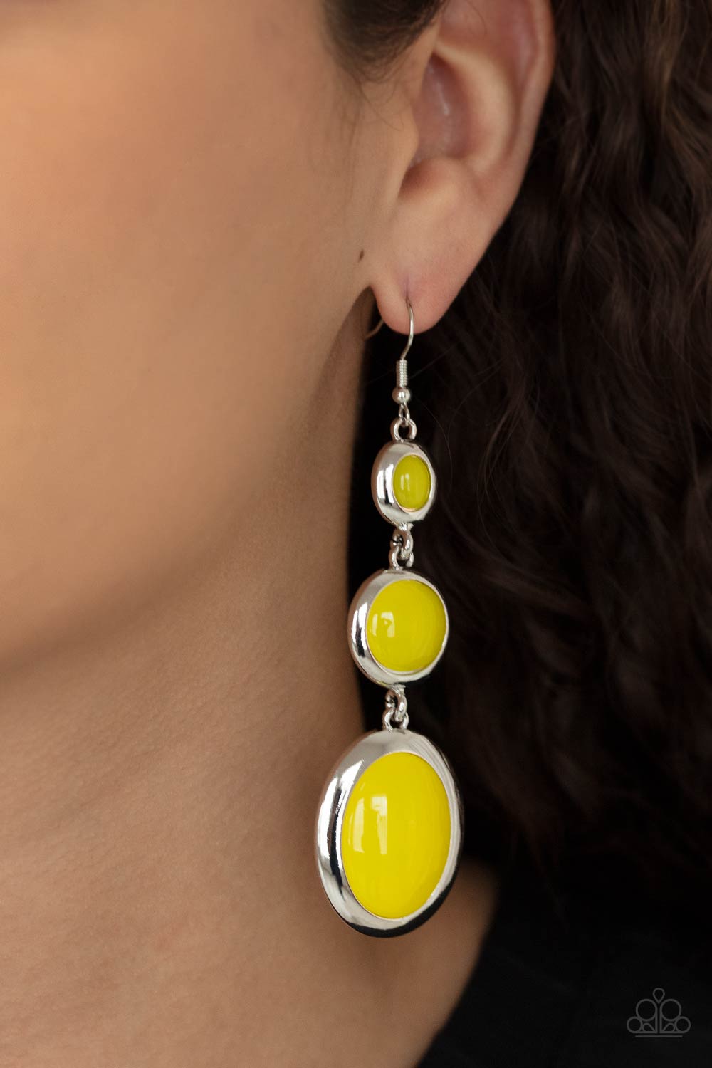 Retro Reality - Yellow Earrings - Paparazzi Accessories