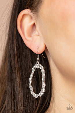 ARTIFACT Checker - Silver Earrings - Paparazzi Accessories