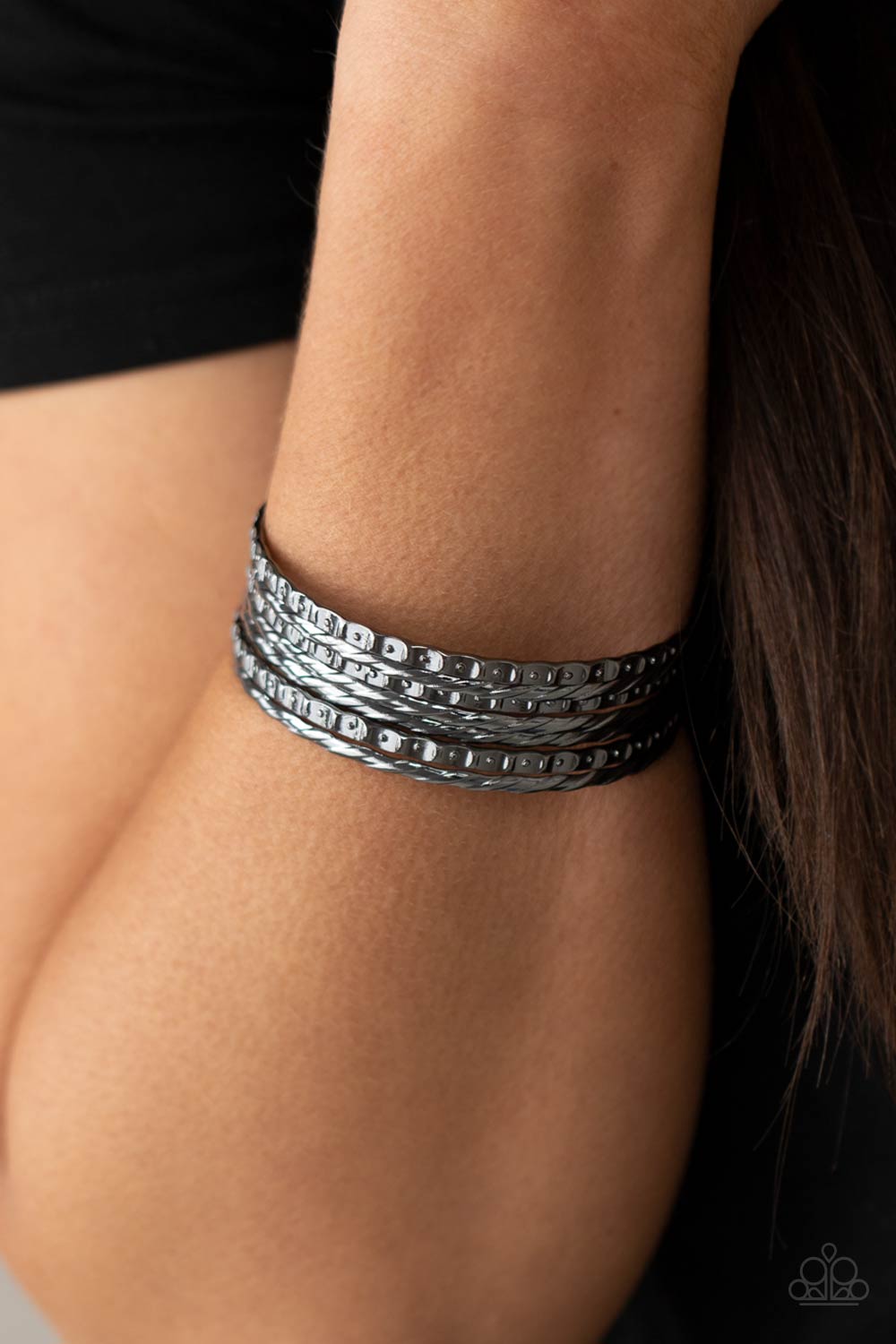 Back-To-Back Stacks - Black Bracelet - Paparazzi Accessories