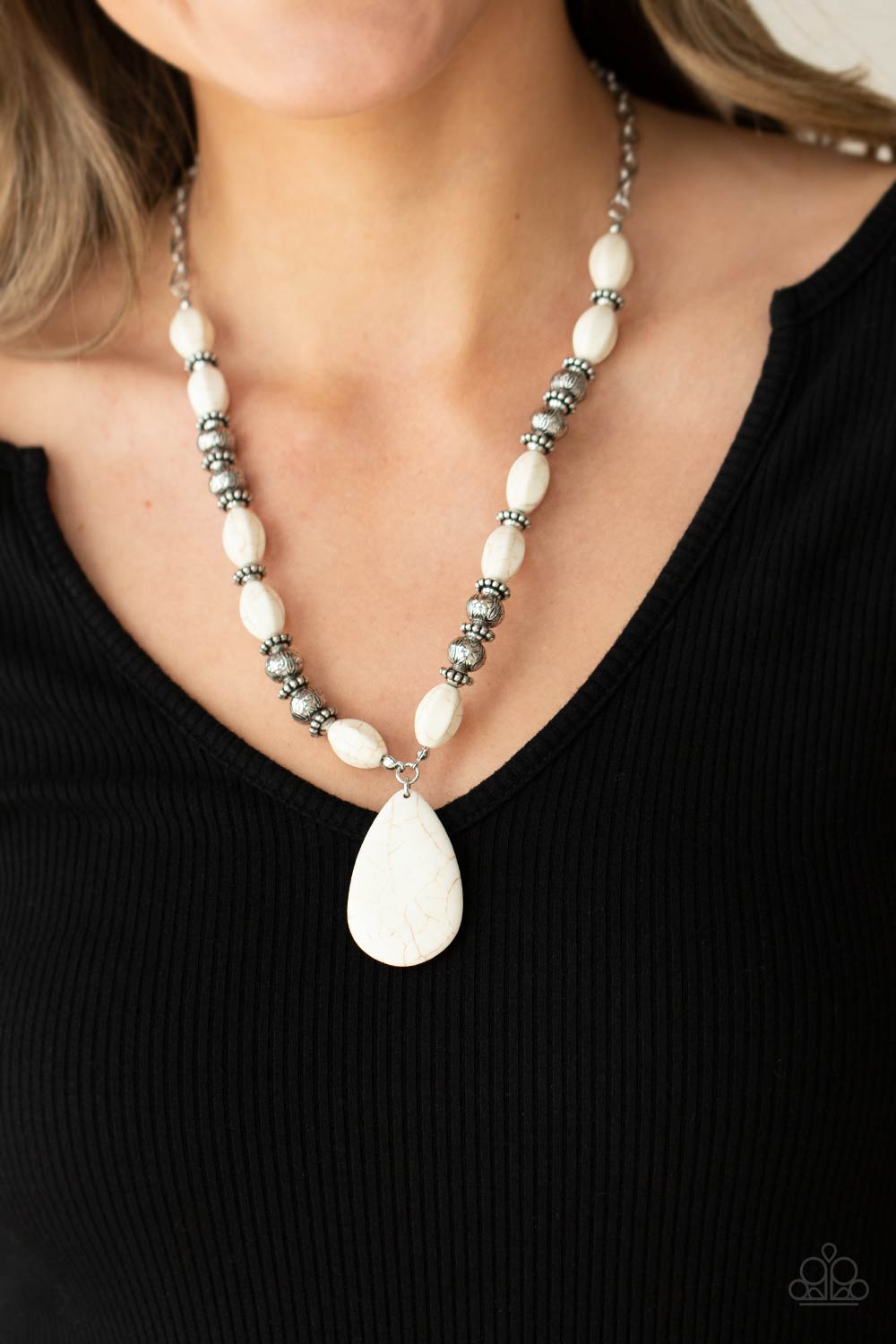 Blazing Saddles - White Necklace - Paparazzi Accessories