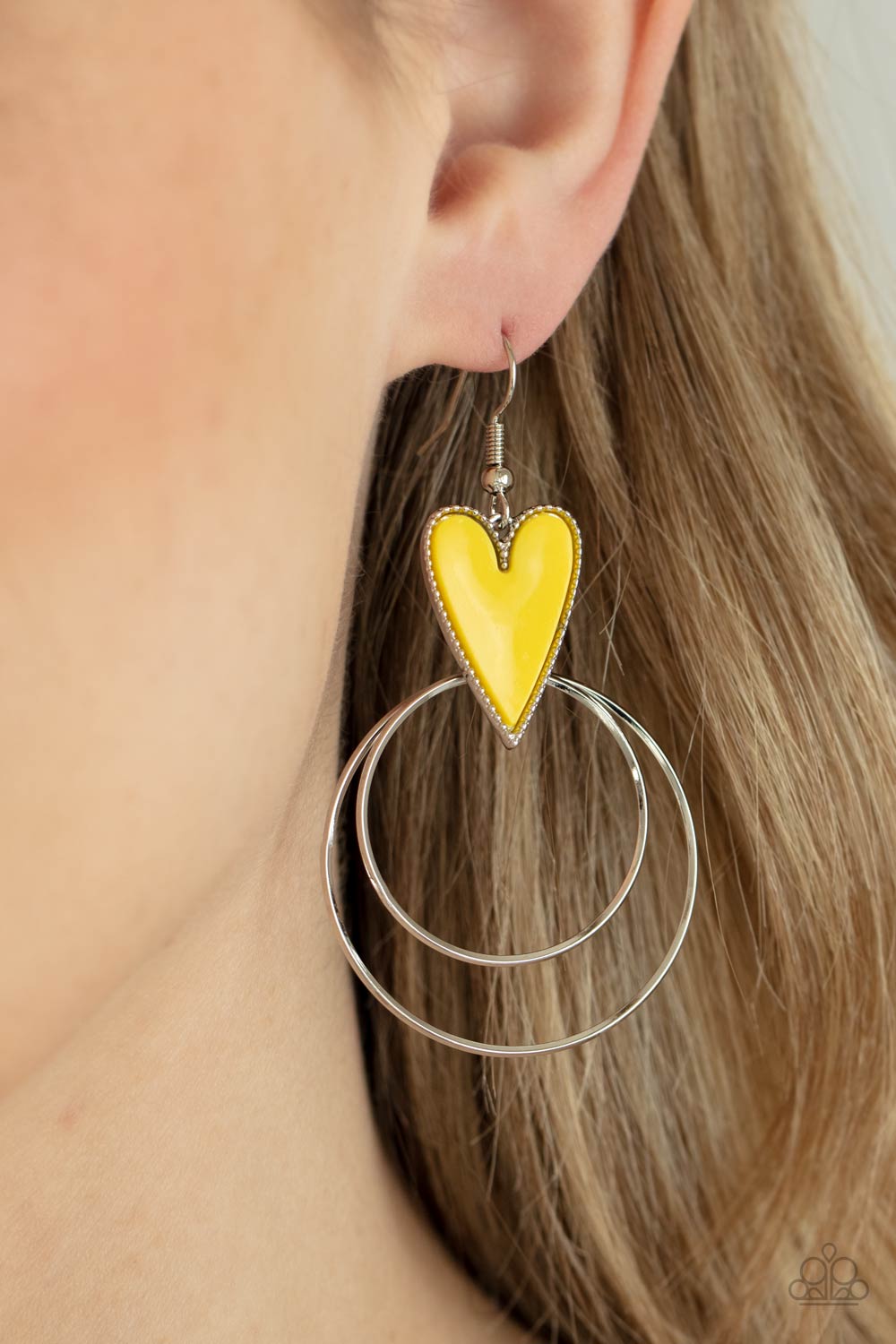 Happily Ever Hearts - Yellow Earrings - Paparazzi Accessories