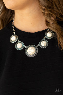 Circle The Wagons - White Necklace - Paparazzi Accessories