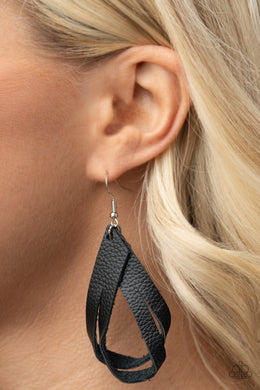 Thats A STRAP - Black Earrings - Paparazzi Accessories