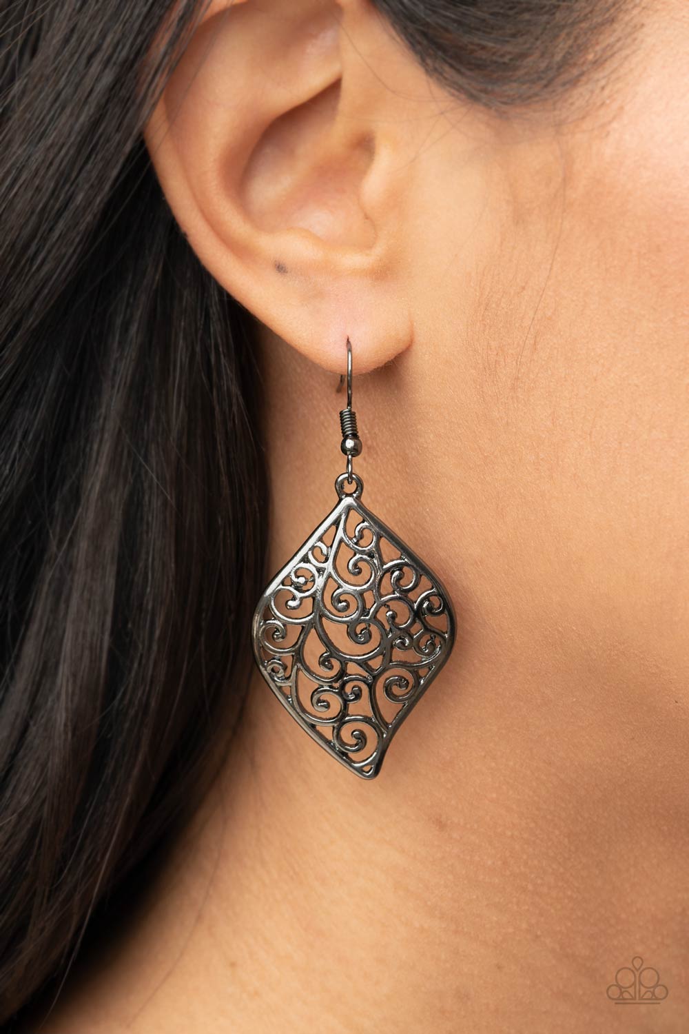 Your Vine Or Mine - Black Earrings - Paparazzi Accessories