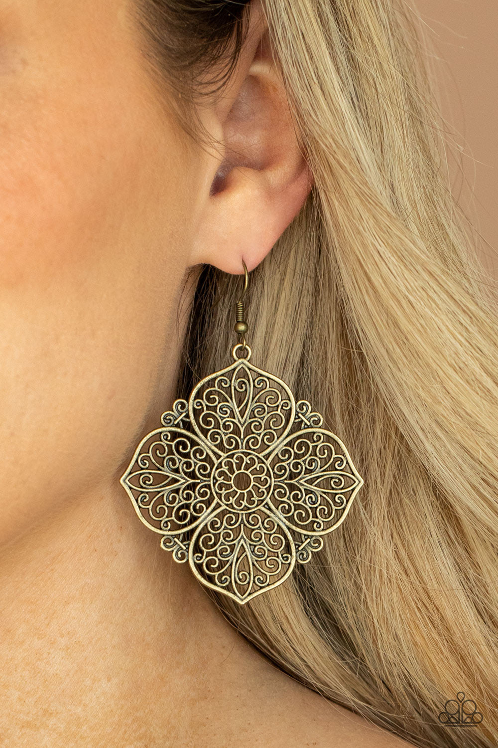 Dubai Detour - Brass Earrings - Paparazzi Accessories