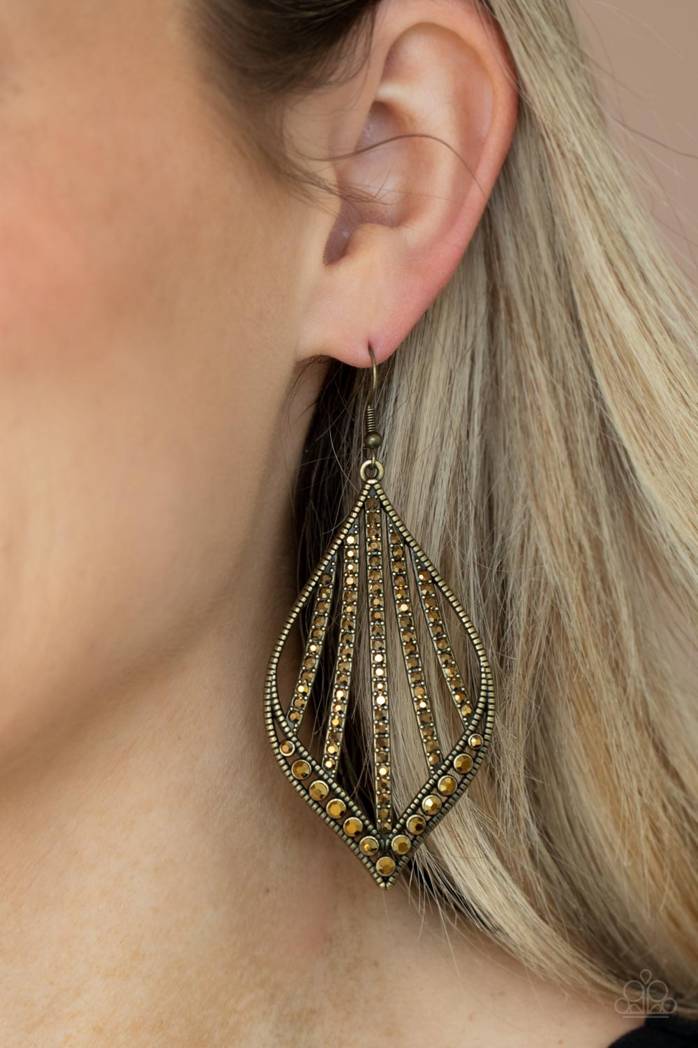 Showcase Sparkle - Brass Earrings - Paparazzi Accessories