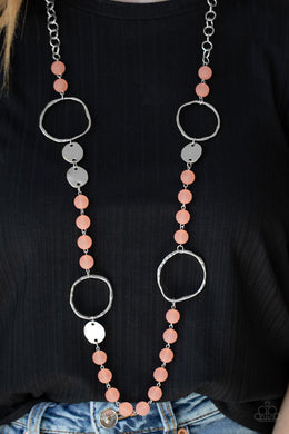 Sea Glass Wanderer- Orange Necklace - Paparazzi Accessories