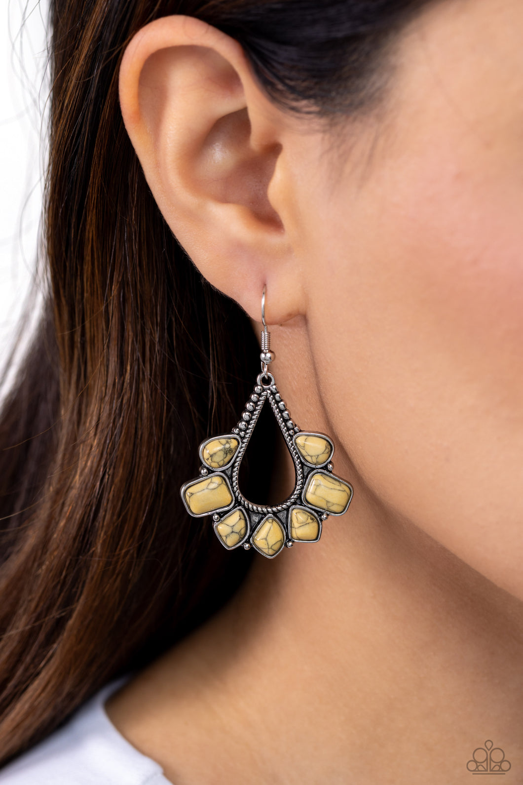 Mesa Trek - Yellow Earrings - Paparazzi Accessories