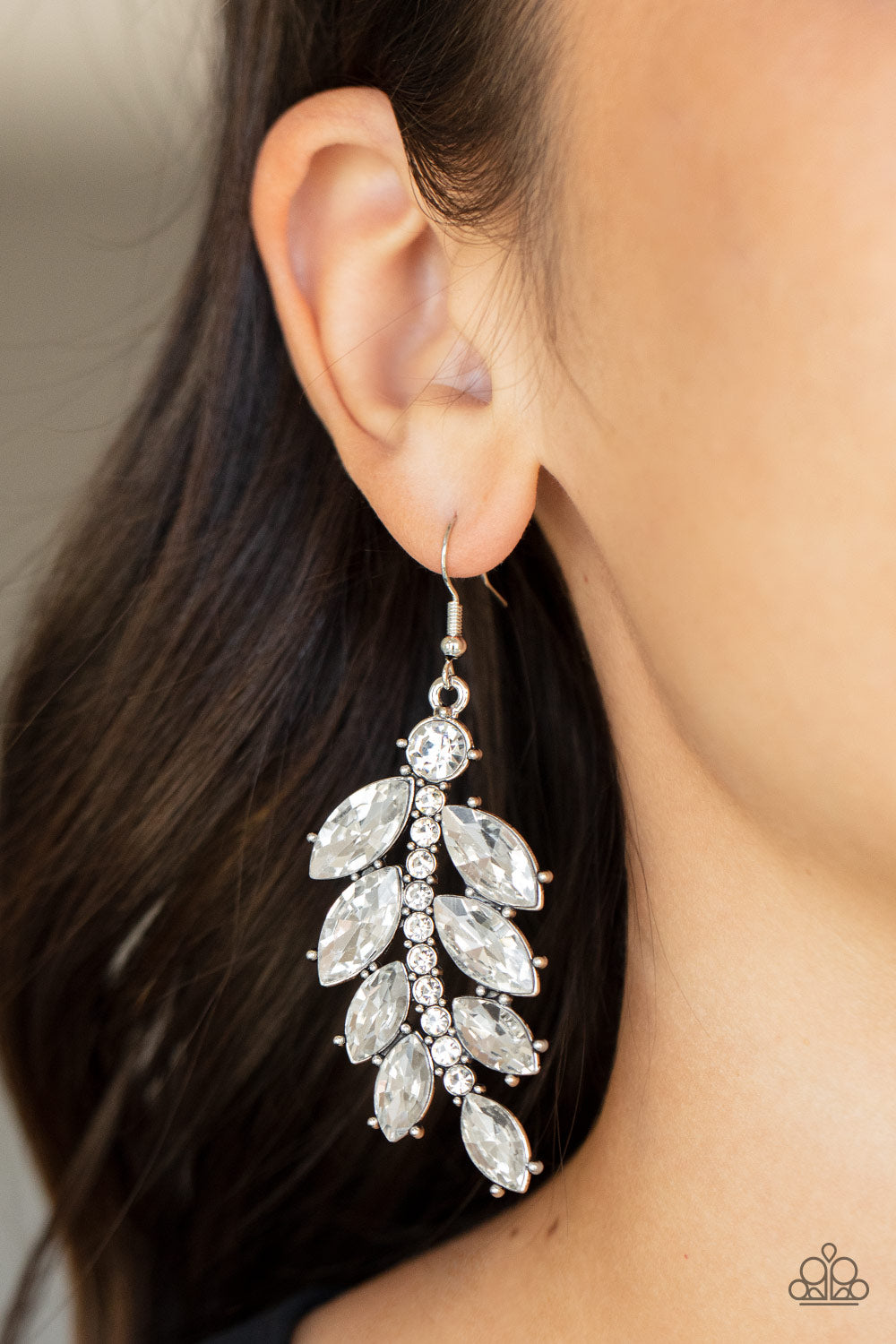 Ice Garden Gala - White Earrings - Paparazzi Accessories