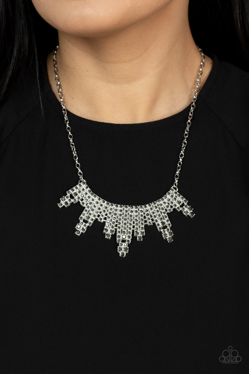 Skyscraping Sparkle - Silver Necklace - Paparazzi Accessories