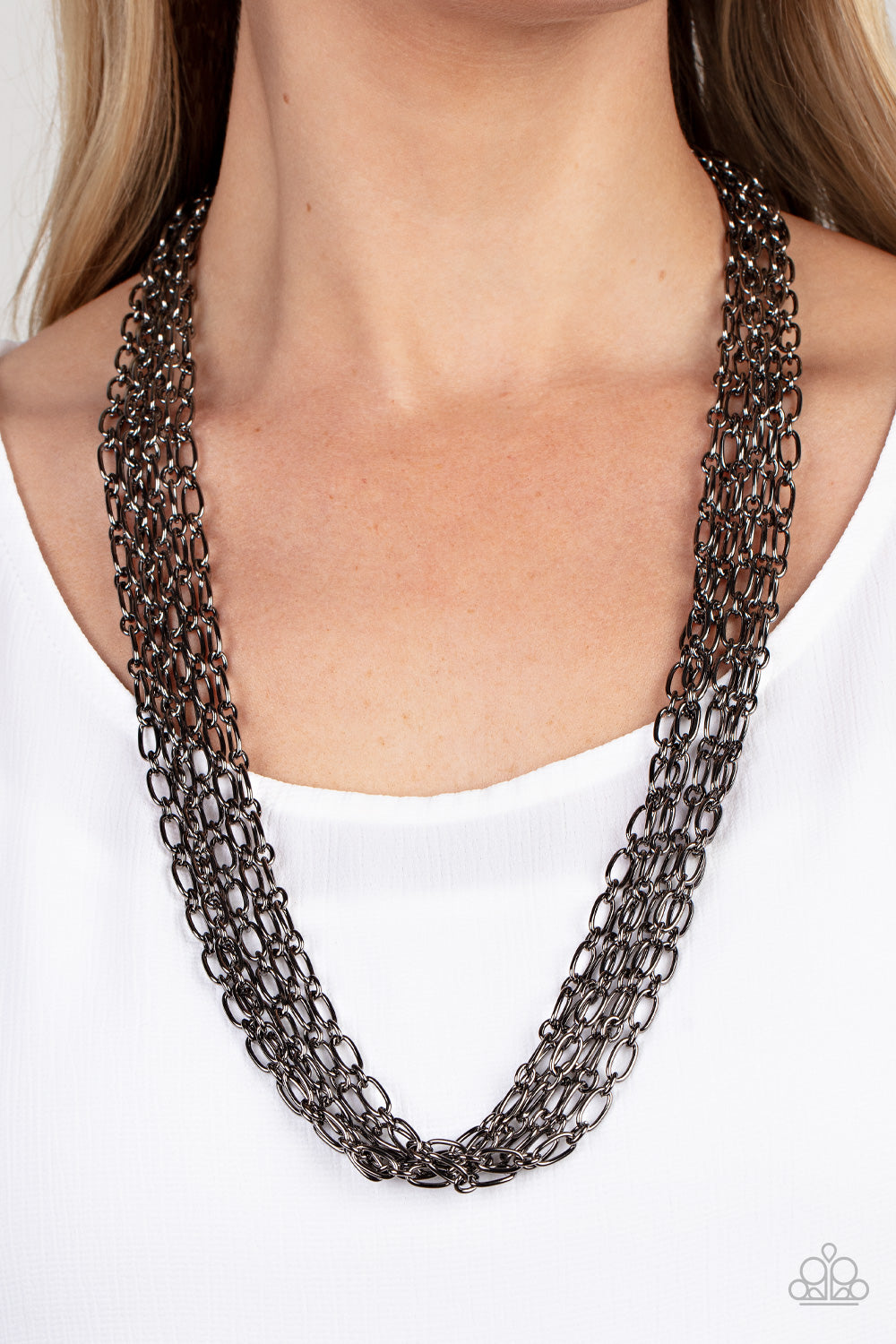 Dynamite Dynamo - Black Necklace - Paparazzi Accessories