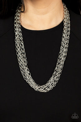 Dynamite Dynamo - Silver Necklace - Paparazzi Accessories