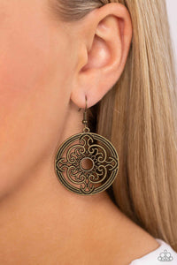 Mandala Meditation - Brass Earrings - Paparazzi Accessories