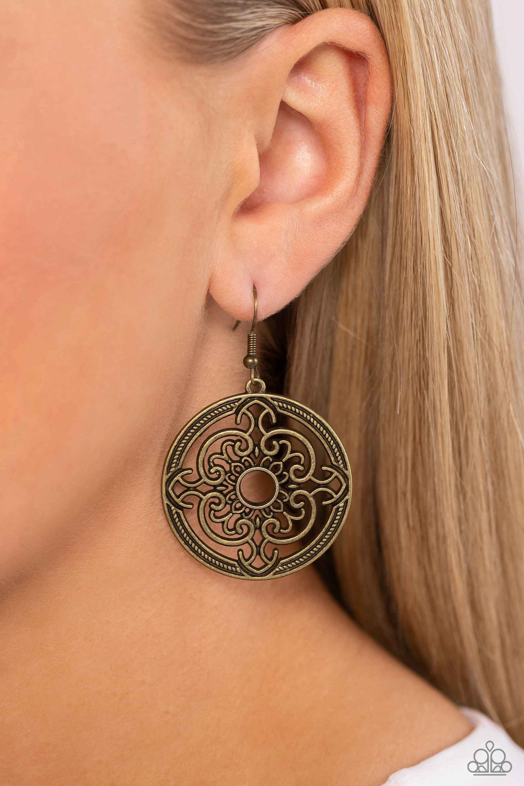 Mandala Meditation - Brass Earrings - Paparazzi Accessories