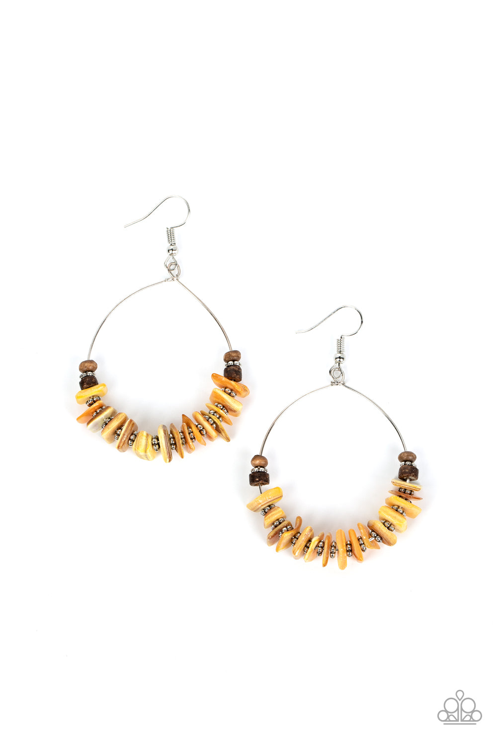 Yellow wood deals earrings paparazzi