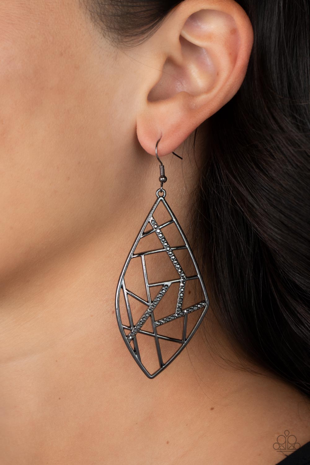 Geo Grid - Black Earrings - Paparazzi Accessories