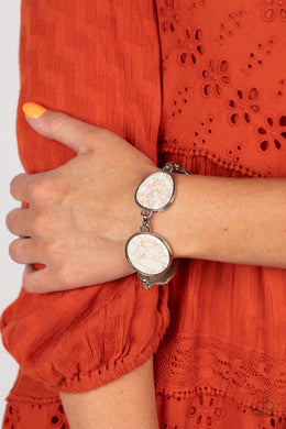 Flat Out Frontier - White Bracelet - Paparazzi Accessories