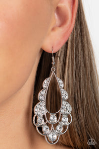 Majestic Masquerade - White Earrings - Paparazzi Accessories