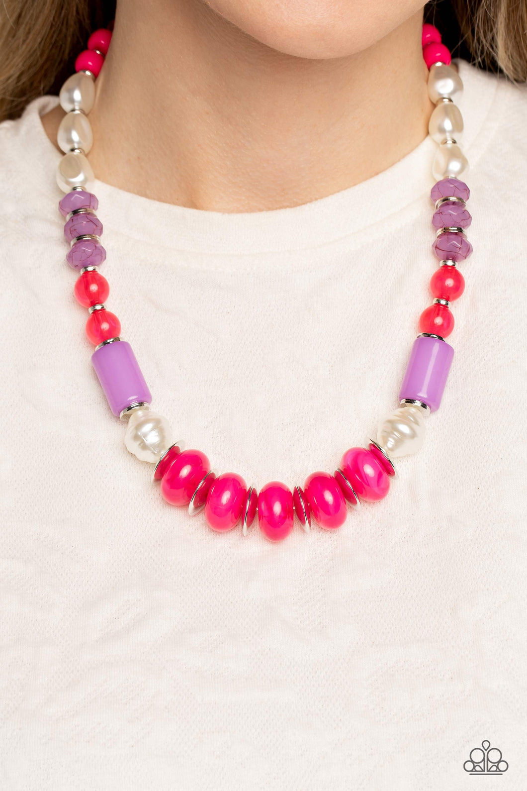 A SHEEN Slate - Pink Necklace - Paparazzi Accessories