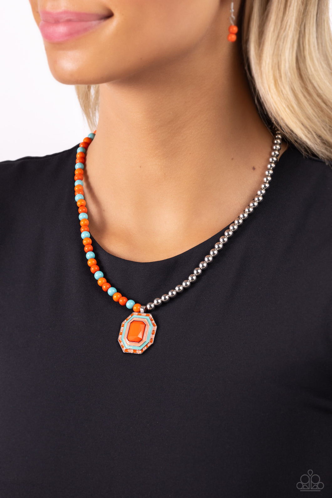 Contrasting Candy - Orange Necklace - Paparazzi Accessories