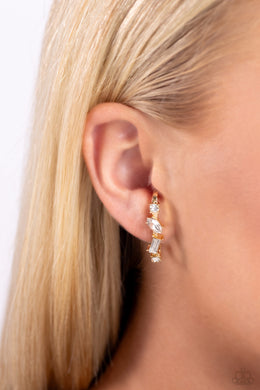 Sliding Shimmer - Gold Post Earrings - Paparazzi Accessories