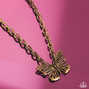 Midair Monochromatic - Brass Necklace - Paparazzi Accessories