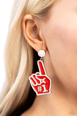 My Number One - Red Post Earrings - Paparazzi Accessories