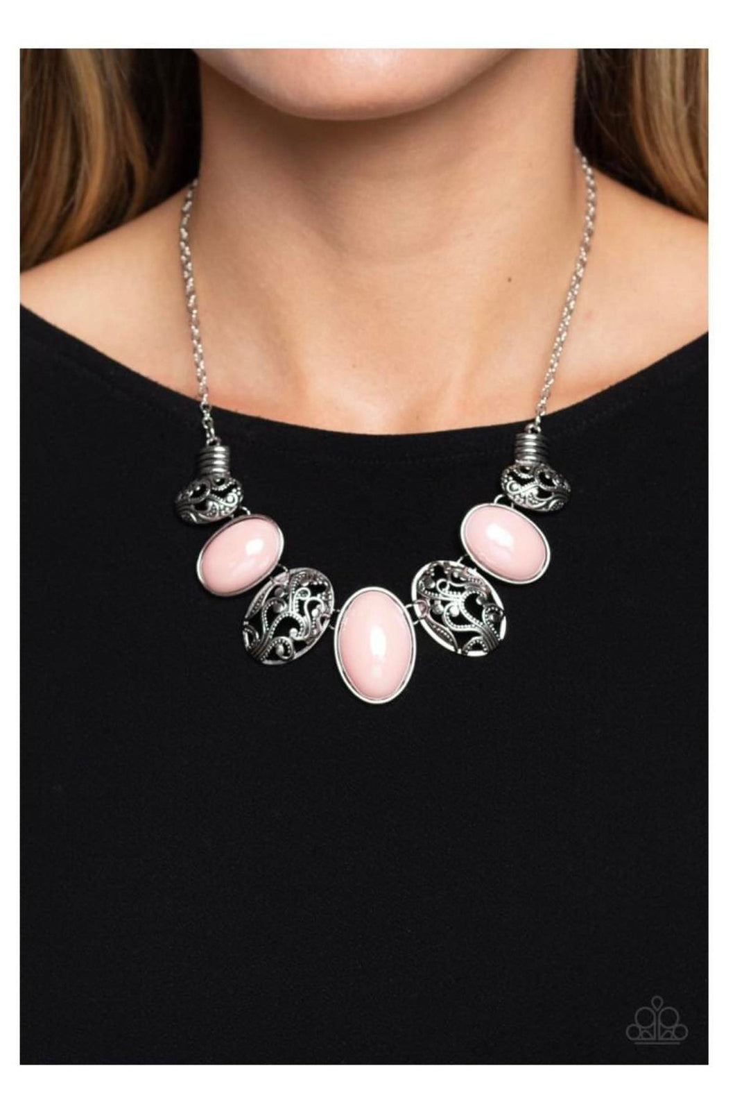 Patterned Paisley - Pink Necklace - Paparazzi Accessories